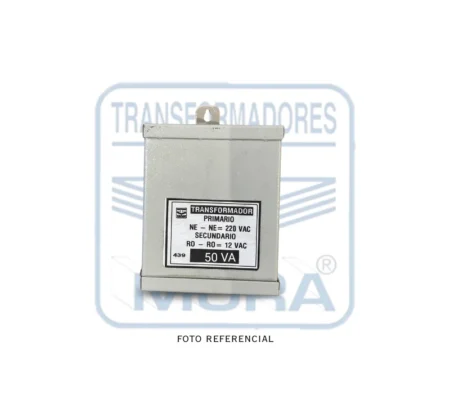 TRANSFORMADOR 220V 12V - 50VA GABINETE Y RESINA PORTADA